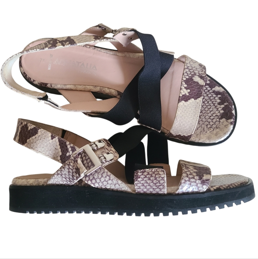 Aquatalia Gail Python-Embossed Leather Platform S… - image 1